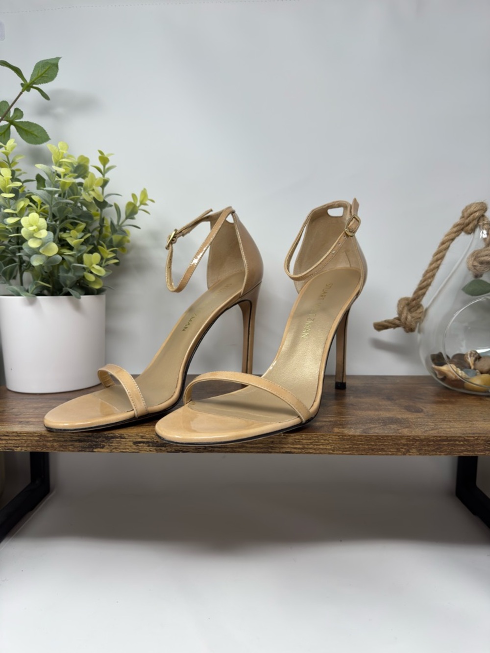 Stuart Weitzman Nudist Ankle-Strap Stiletto 4” Heels Size 9M Excellent Condition